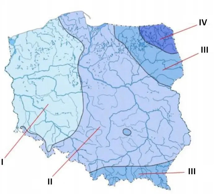 Mapa stref przemarzania gruntu w Polsce – 0,8 m, 1,0 m, 1,2 m i 1,4 m
