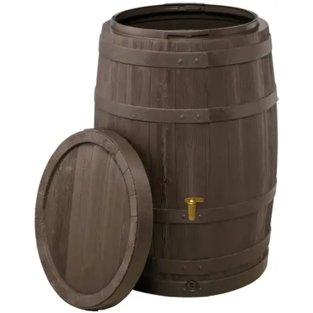 Beczka na deszczówkę VINO 250 l - Ciemne Drewno - pokrywa