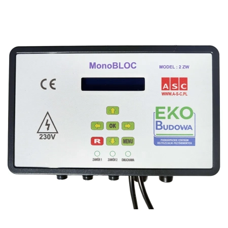 Nowoczesny sterownik oczyszczalni biologicznej ASC MonoBloc z wyświetlaczem LCD i trybem AUTO