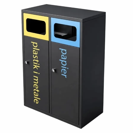 Kosz do segregacji odpadów KUBIK 2×80 l metalowy