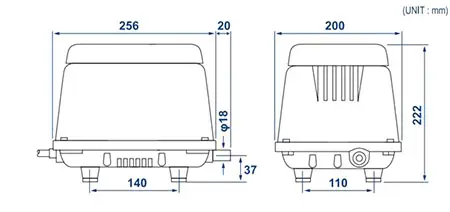 Wymiary HIBLOW HP-150