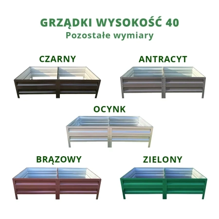 Podwyższona grządka ogrodowa metalowa 40 cm 0,65x2 m - kolory