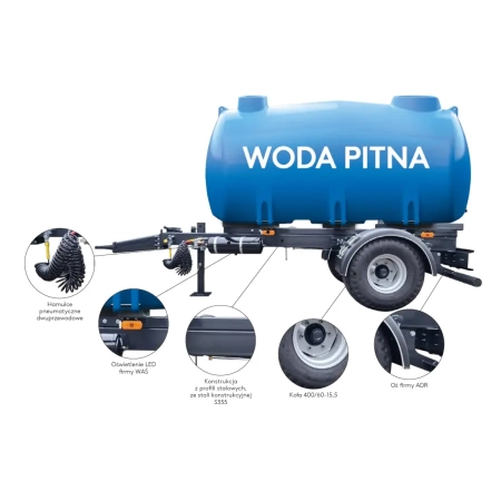 Cysterna na wodę pitną 6000 L z polietylenu HDPE z atestem PZH – do transportu i magazynowania