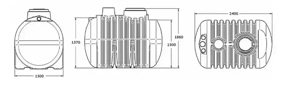 Zbiornik bezodpływowy dropWATER 4000 l MARSEPLAST – wymiary