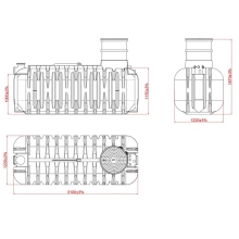 Oczyszczalnia biologiczna BioFlow 2–7 z pompą – schemat techniczny
