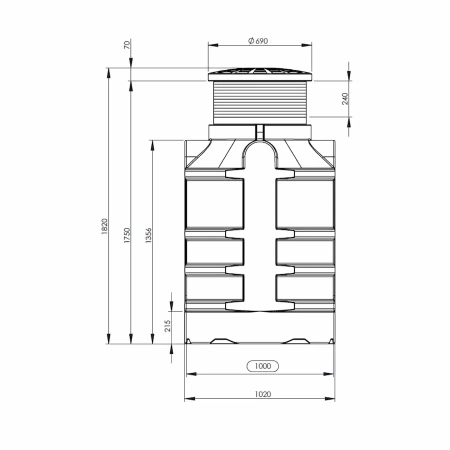 Obudowa studni głębinowej REGI 1000 PREMIUM 1800 mm - wymiary