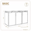Wymiary zabudowy TOP BOX BASIC 3 × 240 l – szerokość 2010 mm, głębokość 800 mm, wysokość 1160 mm