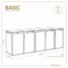 Wymiary zabudowy TOP BOX BASIC 5 × 120 l – szerokość 2915 mm, głębokość 620 mm, wysokość 1020 mm