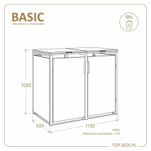 Wymiary zabudowy TOP BOX BASIC 2x120L 1150x620x1020 mm Wymiary zabudowy TOP BOX BASIC 2x120L 1150x620x1020 mm