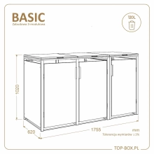 TOP BOX BASIC 3×120 l – wymiary zabudowy 1755 × 620 × 1020 mm TOP BOX BASIC 3×120 l – wymiary zabudowy 1755 × 620 × 1020 mm