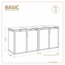 TOP BOX BASIC 4 × 120 l – wymiary zabudowy śmietnikowej TOP BOX BASIC 4 × 120 l – wymiary zabudowy śmietnikowej