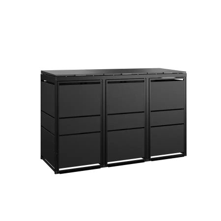 TOP BOX MODERN 3×120 l czarna – zabudowa śmietnikowa na trzy kosze
