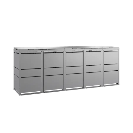 TOP BOX MODERN 5×120 l szara – zabudowa śmietnikowa na pięć koszy