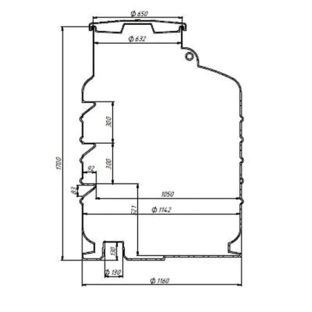 Obudowa studni głębinowej 1200×1700 ECO AQUA Clean - wymiary